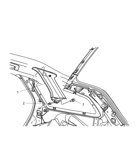 2007 Dodge Magnum Pillar Trim, Passenger Side Diagram for UM36BD1AC