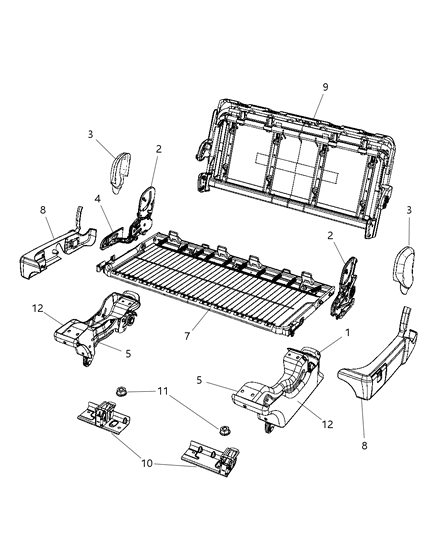 2008 Dodge Grand Caravan Second Row - Adjusters, Recliners, Shields And Risers Diagram 1 - Thumbnail