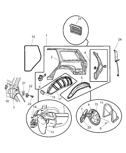 2003 Jeep Grand Cherokee Seal Rear Door Diagram for 55135958AH