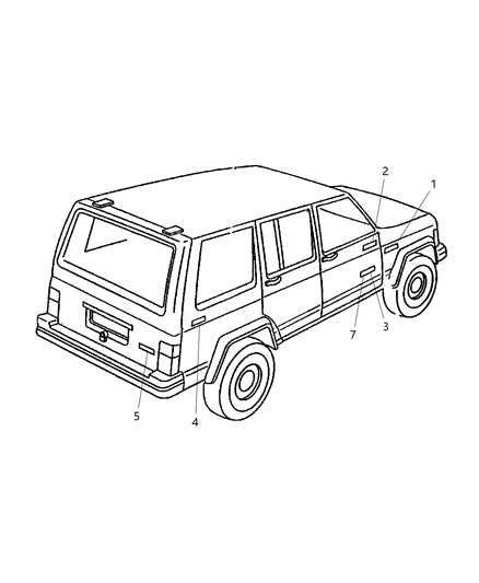 1997 Jeep Cherokee Decal Liftgate Turbo Diesel Diagram for 5FJ65CA1
