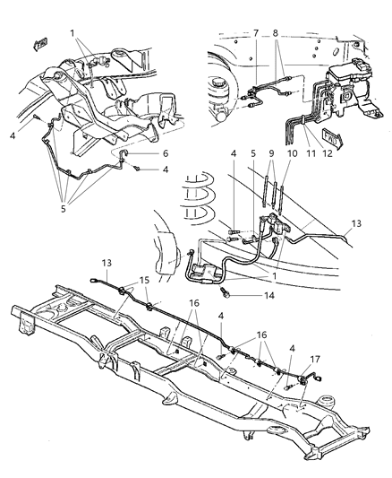 2001 Dodge Ram 2500 Regular Cab Lines & Hoses, Brake, Front And Chassis Diagram