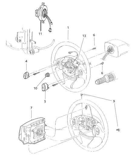 1997 Dodge Stratus Air Bag Driver, Driver Side Diagram for PJ42RC8AB