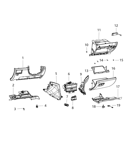 2021 Jeep Grand Cherokee Media Center Hub Side USB Portion Auxiliary Diagram for 68323663AE