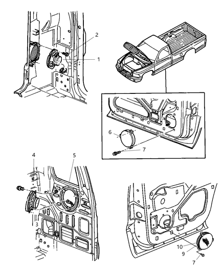 2002 Dodge Dakota Front Driver Speaker Diagram for 56043109AA