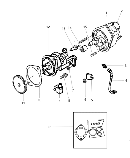 2000 Dodge Ram 2500 Regular Cab Power Steering Pump & Mounting Diagram 2 - Thumbnail