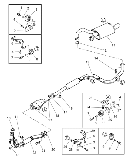 1997 Dodge Avenger Exhaust Pipe & Muffler Diagram 1 - Thumbnail