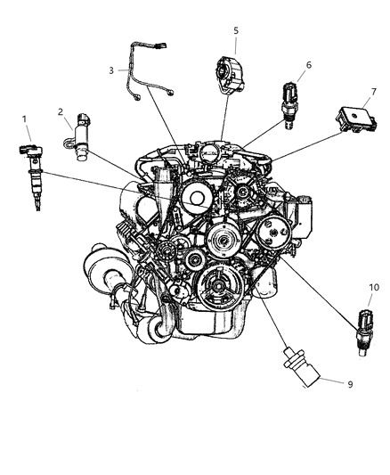 2004 Jeep Grand Cherokee Sensors - Engine Diagram 2 - Thumbnail