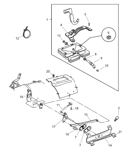 1999 Jeep Wrangler Gearshift Controls of Transfer Case Model Diagram