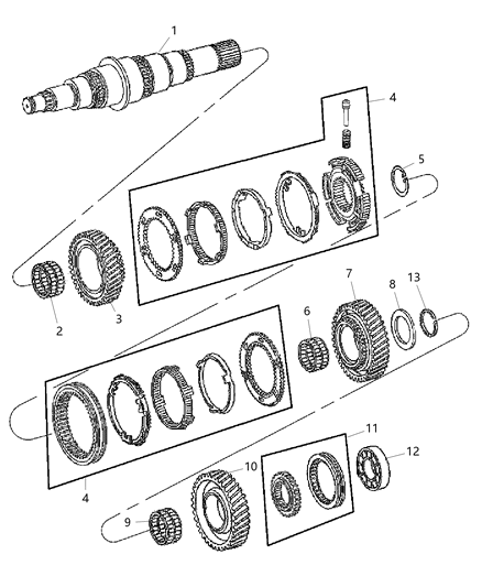 2007 Dodge Ram 3500 Cab Chassis Output Shaft And Gears Diagram