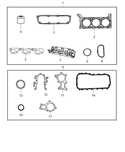 2008 Jeep Wrangler Engine Gasket Packages Diagram 2 - Thumbnail