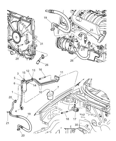 2004 Dodge Neon A/C Hoses Diagram for 5015344AD