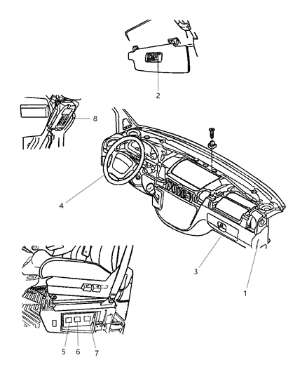 2004 Dodge Sprinter 2500 Air Bag Label Diagram for 5124329AB