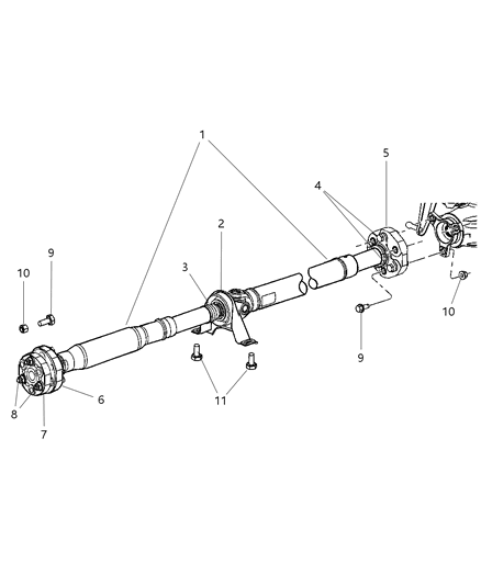 2009 Dodge Charger Shaft Drive Rear 2-Piece Diagram for 5038864AA