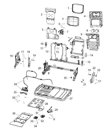 2019 Ram 1500 Latch Armrest Lid Diagram for 5ZK39RN8AB