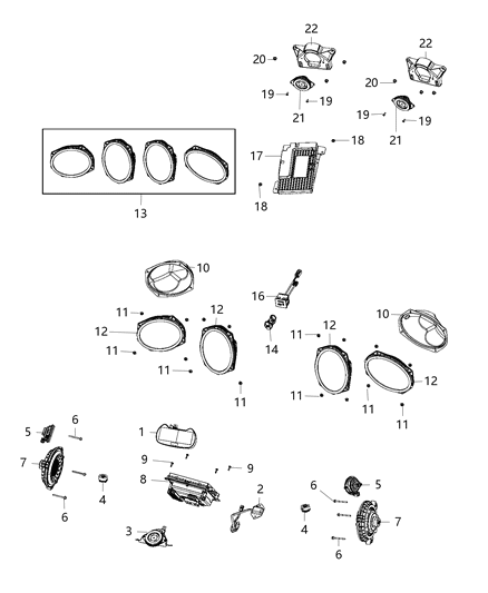 2017 Dodge Viper Rear Driver Speaker, Upper Diagram for 68043031AC