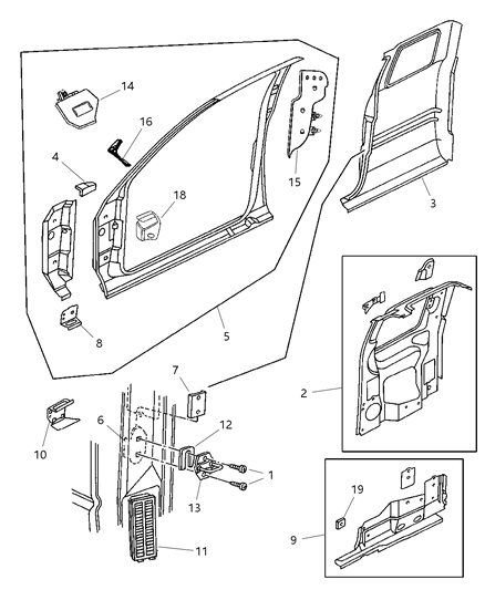 1998 Dodge Ram 2500 Quad & Club Cab Aperture Panel Bodyside Diagram 1 - Thumbnail