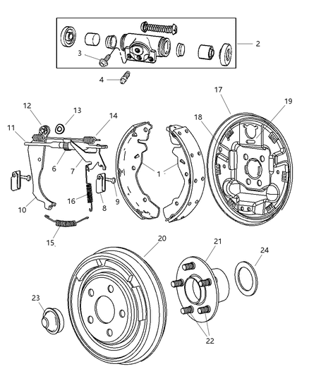 2004 Dodge Neon Drum, Rear Diagram for 5273983AB