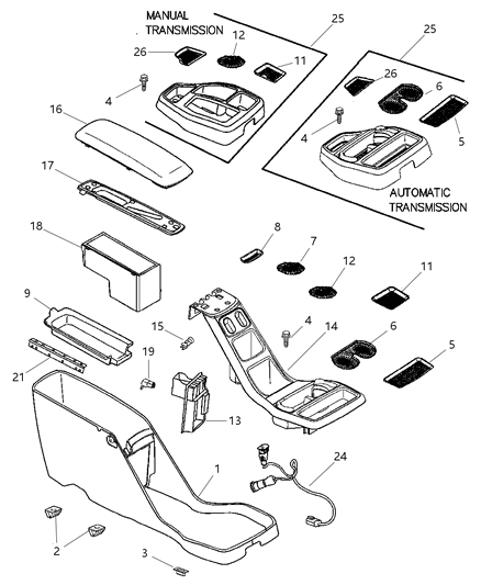 2001 Dodge Dakota Mat, Center Diagram for 5018937AA