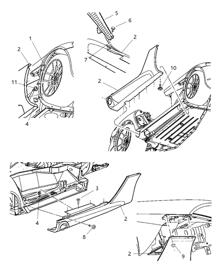 2004 Dodge Viper Panel Sill Diagram for 5086368AC