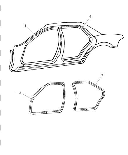 1997 Chrysler LHS Door Weatherstrip Diagram for 4756652