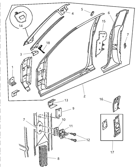1998 Dodge Ram 2500 Regular Cab Aperture Panel Bodyside Diagram