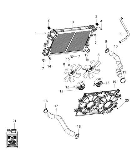 2017 Dodge Viper Radiator Lower Insulator, Upper Diagram for 4809071AB