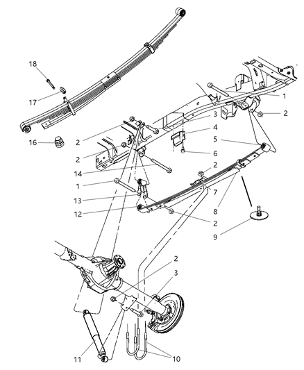 2005 Dodge Ram 1500 Bushing Spring Diagram for 52113553AB