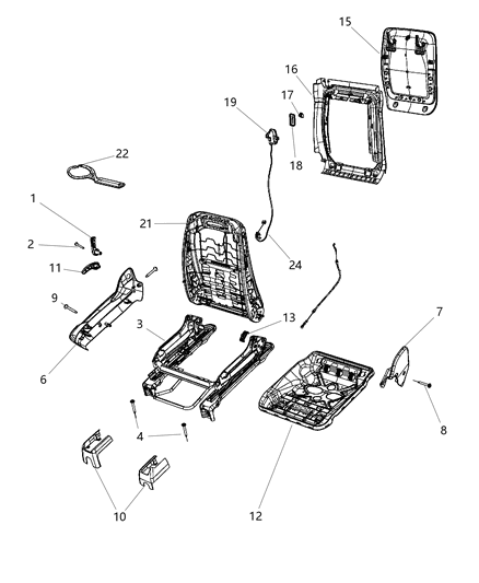 2009 Dodge Challenger Seat Frame, Front Passenger Side Diagram for 5139950AA