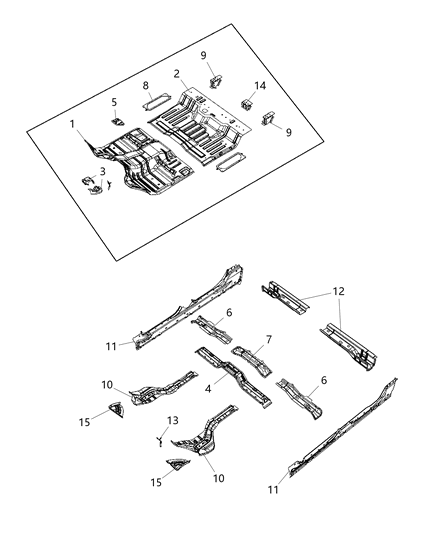 2021 Ram 1500 Inner Rocker, Passenger Side Diagram for 68276776AE