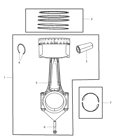 2009 Chrysler PT Cruiser Pistons , Piston Rings , Connecting Rods & Connecting Rod Bearing Diagram 2 - Thumbnail