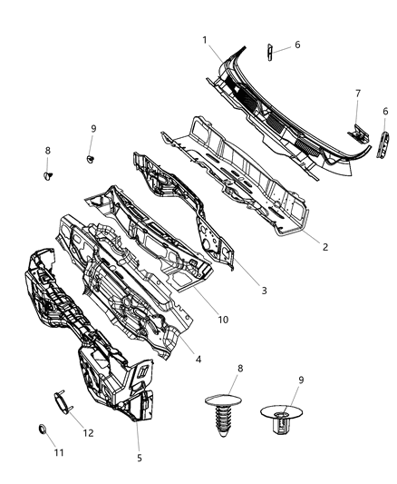 2014 Ram 4500 Cowl, Dash Panel & Related Parts Diagram