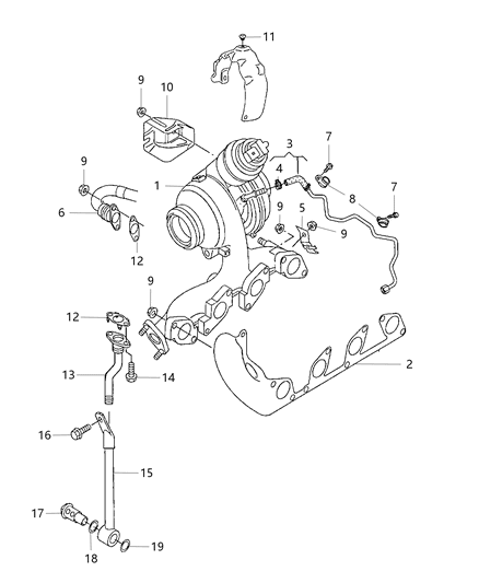 2009 Dodge Journey Exhaust Manifold / Turbo Charger Assembly & Heat Shields Diagram 1 - Thumbnail