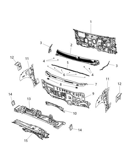 2017 Chrysler Pacifica Plenum Panel Diagram for 68233686AC