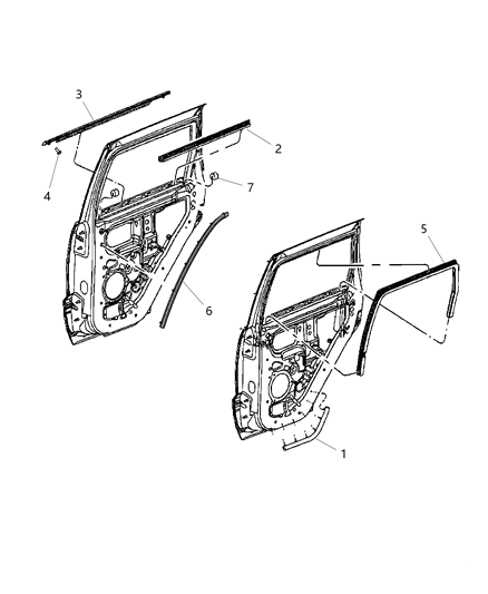2012 Dodge Durango Weatherstrip Rear Door Sill Secondary Diagram for 55399174AC