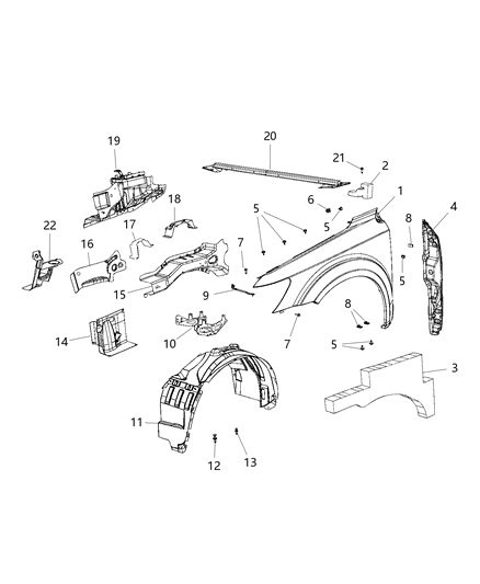 2015 Dodge Journey Silencer Fender To Hinge Pillar Diagram for 68110408AC