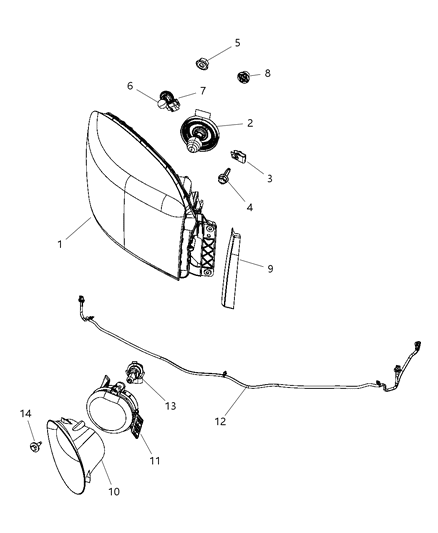 2010 Dodge Ram 4500 Fog Lamp Assembly, Front Driver Side Diagram for 55077475AE