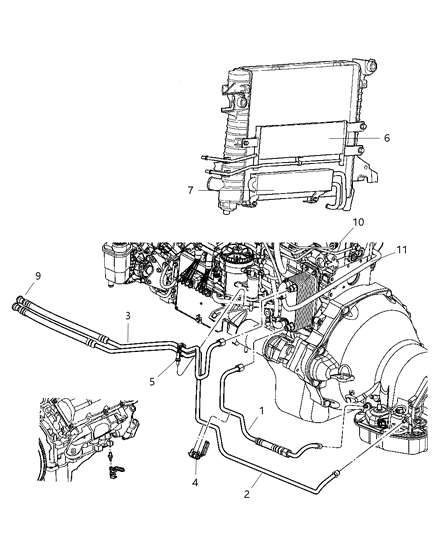 2007 Dodge Ram 3500 Pickup Transmission Oil Cooler & Lines Diagram 2 - Thumbnail