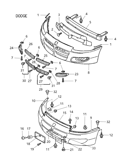 2002 Dodge Stratus Grille Nut Diagram for MU440019