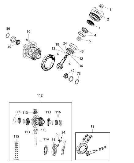 2018 Jeep Wrangler All-new Model Differential Assembly of Rear Axle; Differential And Drive Line Diagram 4 - Thumbnail