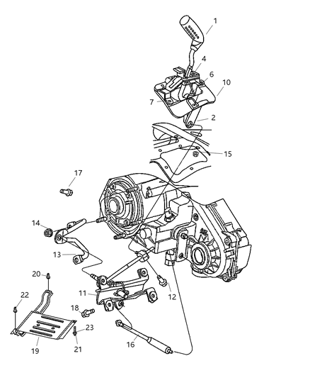 2003 Jeep Wrangler Gearshift Control & Skid Plate Diagram 1 - Thumbnail