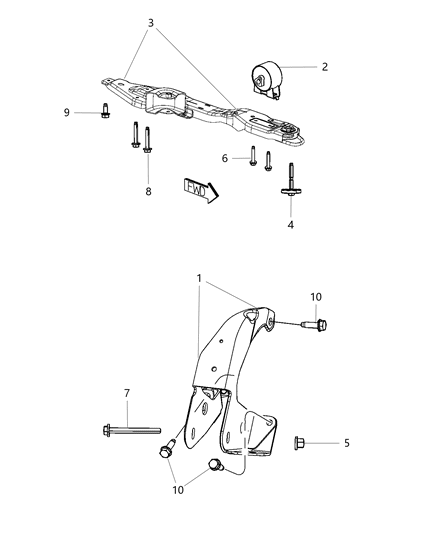 2012 Dodge Grand Caravan Support Engine Diagram for 68091433AD