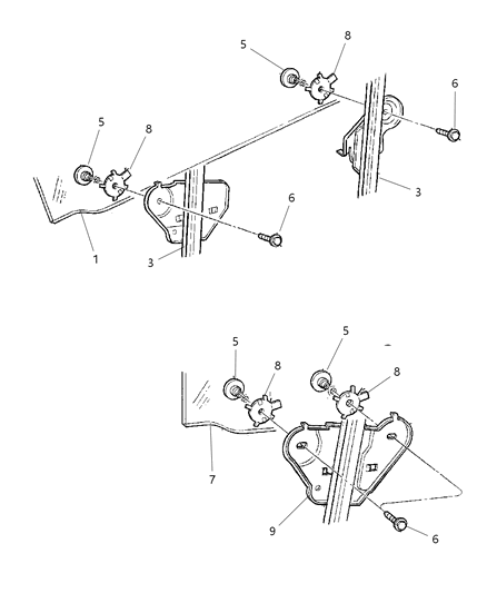2001 Jeep Cherokee Regulator, Front Diagram for 55154959AI