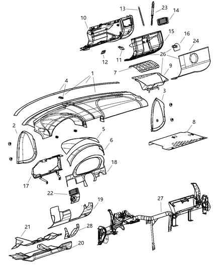 2005 Chrysler Crossfire Strut Cylinder, Front Diagram for 5099512AA