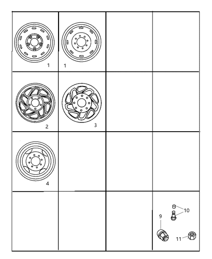 1998 Dodge Ram 3500 Regular Cab Wheels & Hardware Diagram