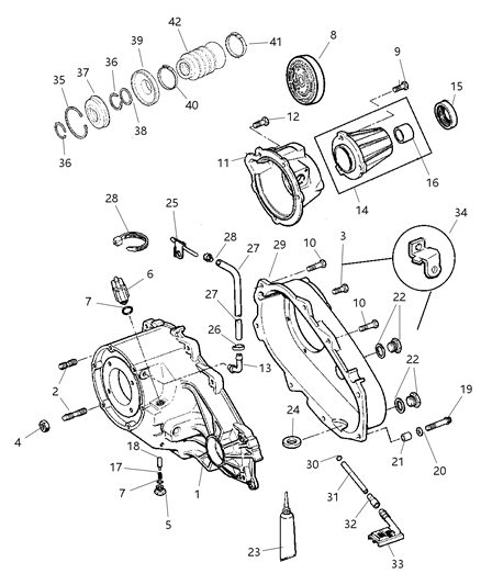 2000 Jeep Cherokee Retainer, Transfer Case Rear Diagram for 4741243