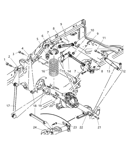 2007 Chrysler Aspen Suspension - Rear Springs, Shocks And Control Arms Diagram