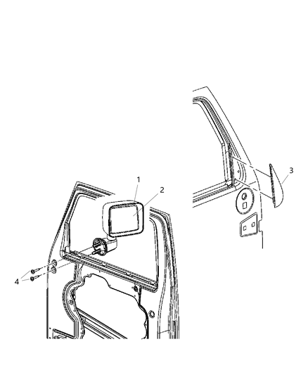 2018 Jeep Wrangler JK (Previous-generation) Mirror, Exterior Diagram