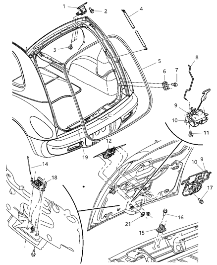 2005 Chrysler PT Cruiser Latch Assembly Power Release Power Diagram for 4589014AA