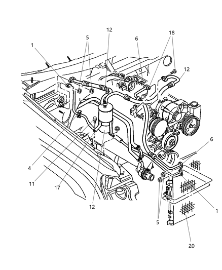 2001 Jeep Grand Cherokee Accumulator Suction And Discharge Line Diagram for 55115911AD