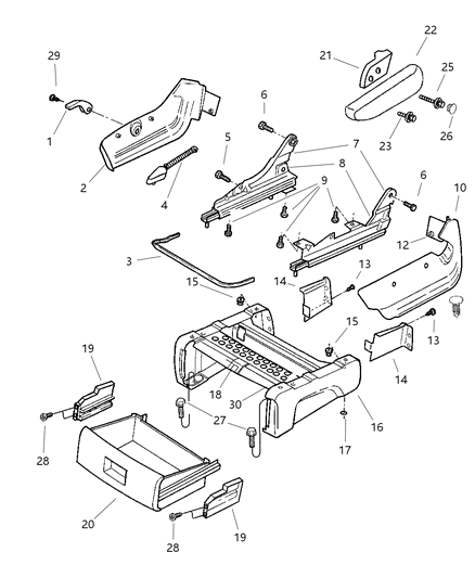 2004 Dodge Caravan Front Seat - Attaching Parts Diagram 2 - Thumbnail
